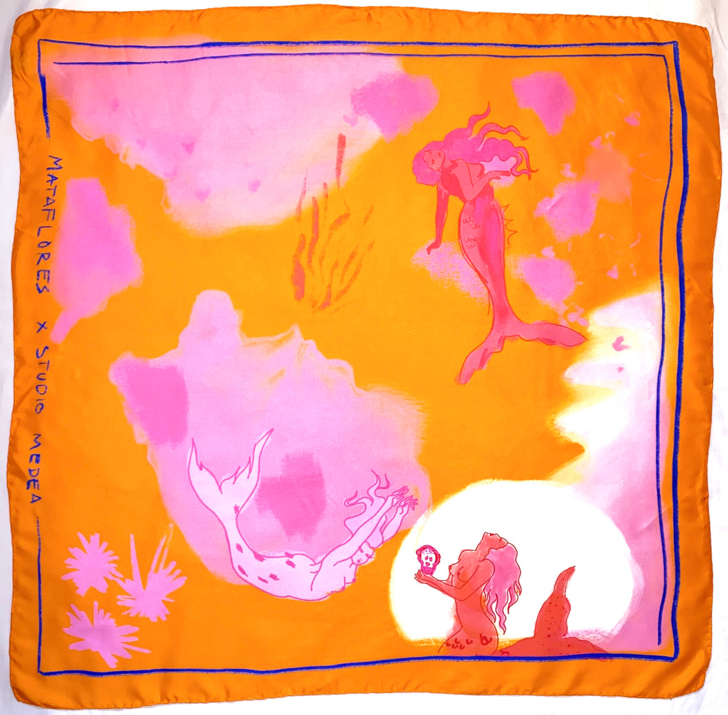 Le Sirene Orange - Silk Foulard