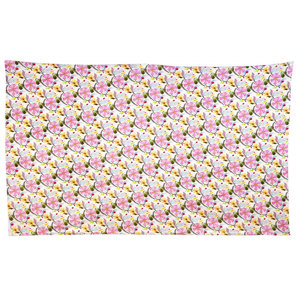 Pink Flower Italian Cotton Tablecloth